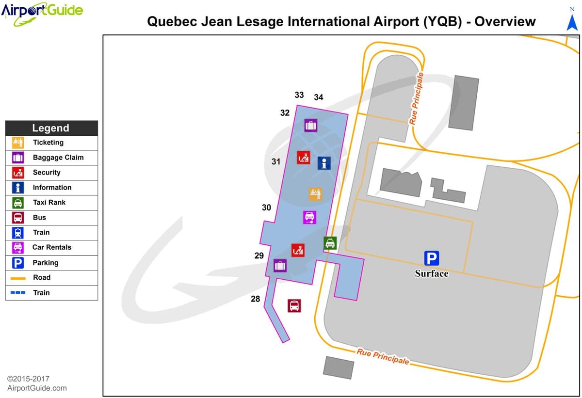 Mapa da Cidade de Quebec aeroporto