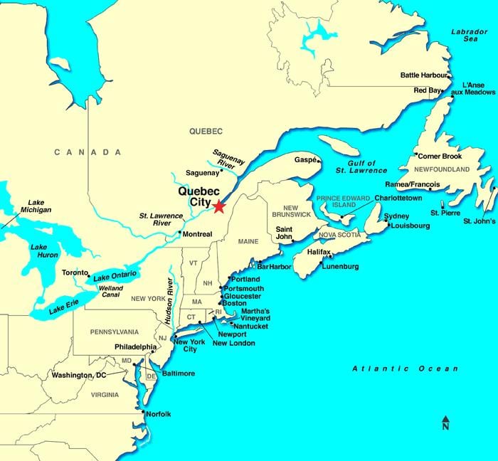 Cidade de Quebec mapa de canadá