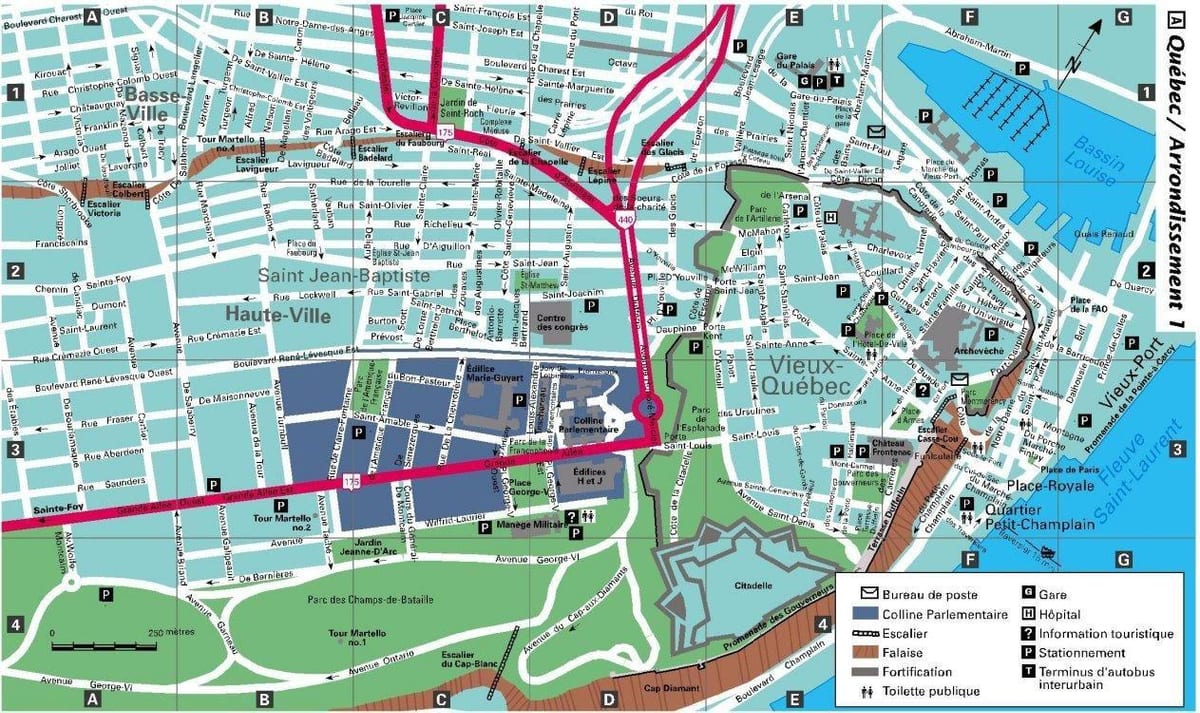 centro de Quebec City mapa
