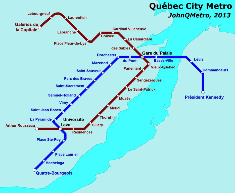 Cidade de Quebec metro mapa