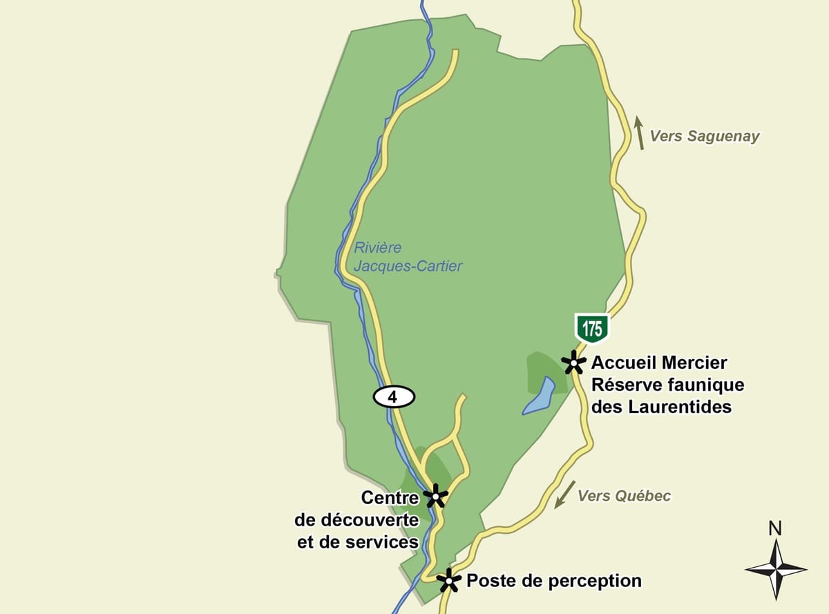 Mapa de jacques cartier national park fuga
