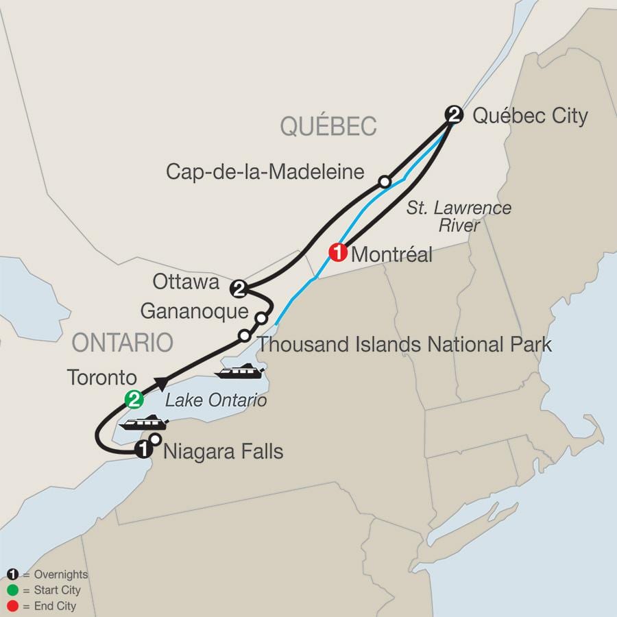 Mapa de Quebec canadá con cidades