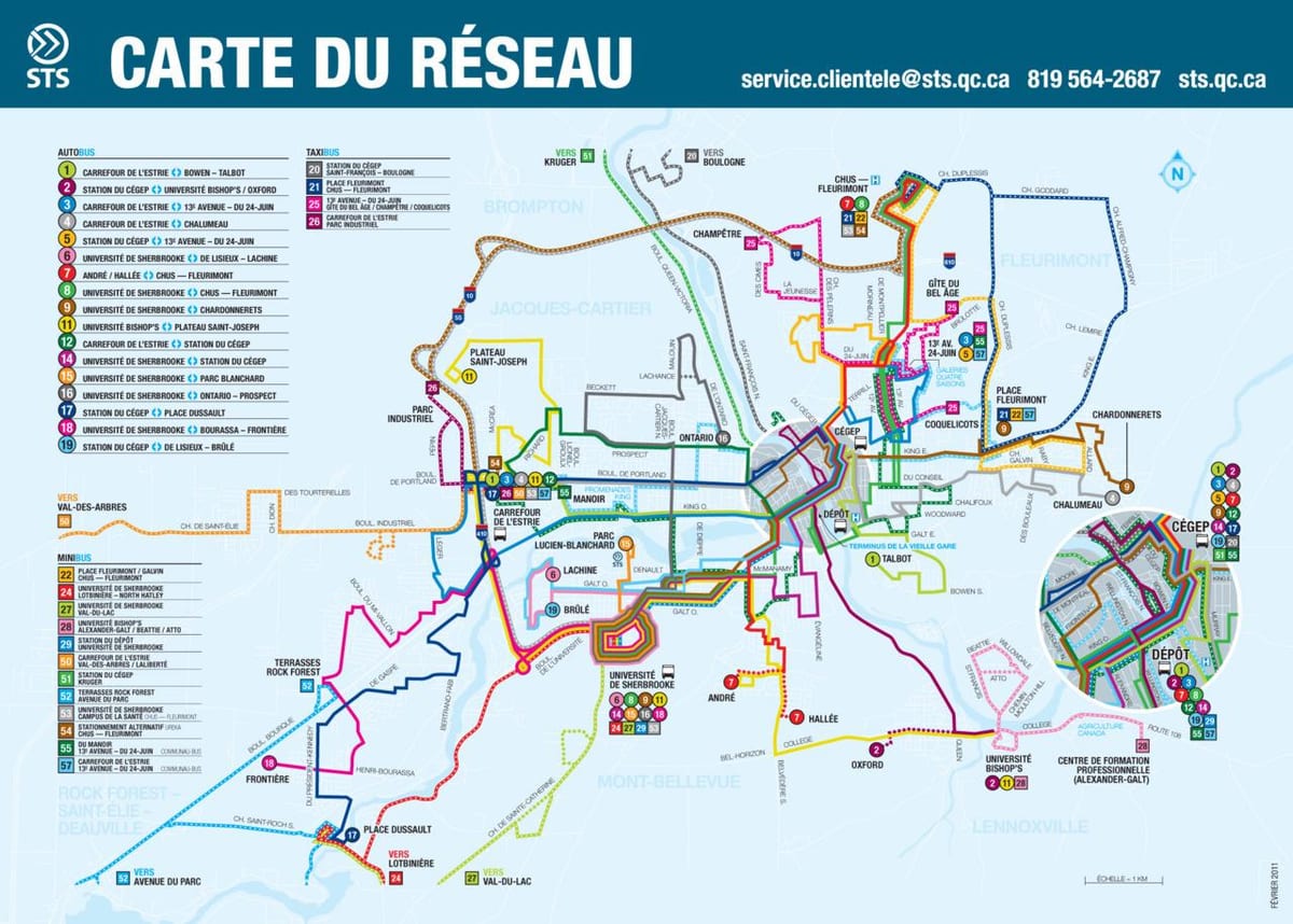 Mapa de Quebec autobús
