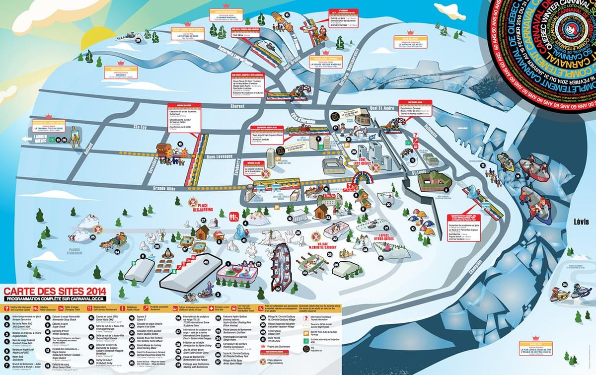 Mapa de Quebec inverno de entroido