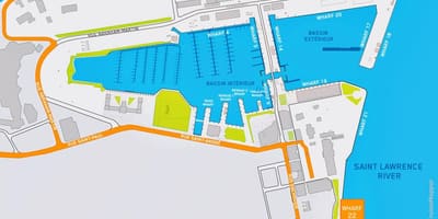 Mapa da Cidade de Quebec cruceiro de porto