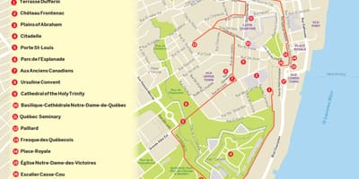 Mapa da Cidade de Quebec hop on hop off