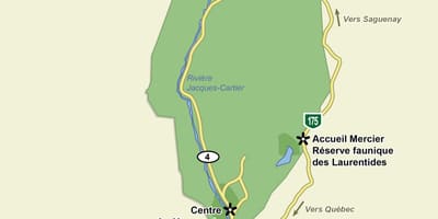 Mapa de jacques cartier national park fuga