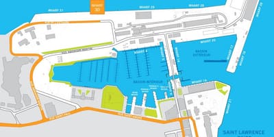 Barco de cruceiro terminal Cidade de Quebec mapa
